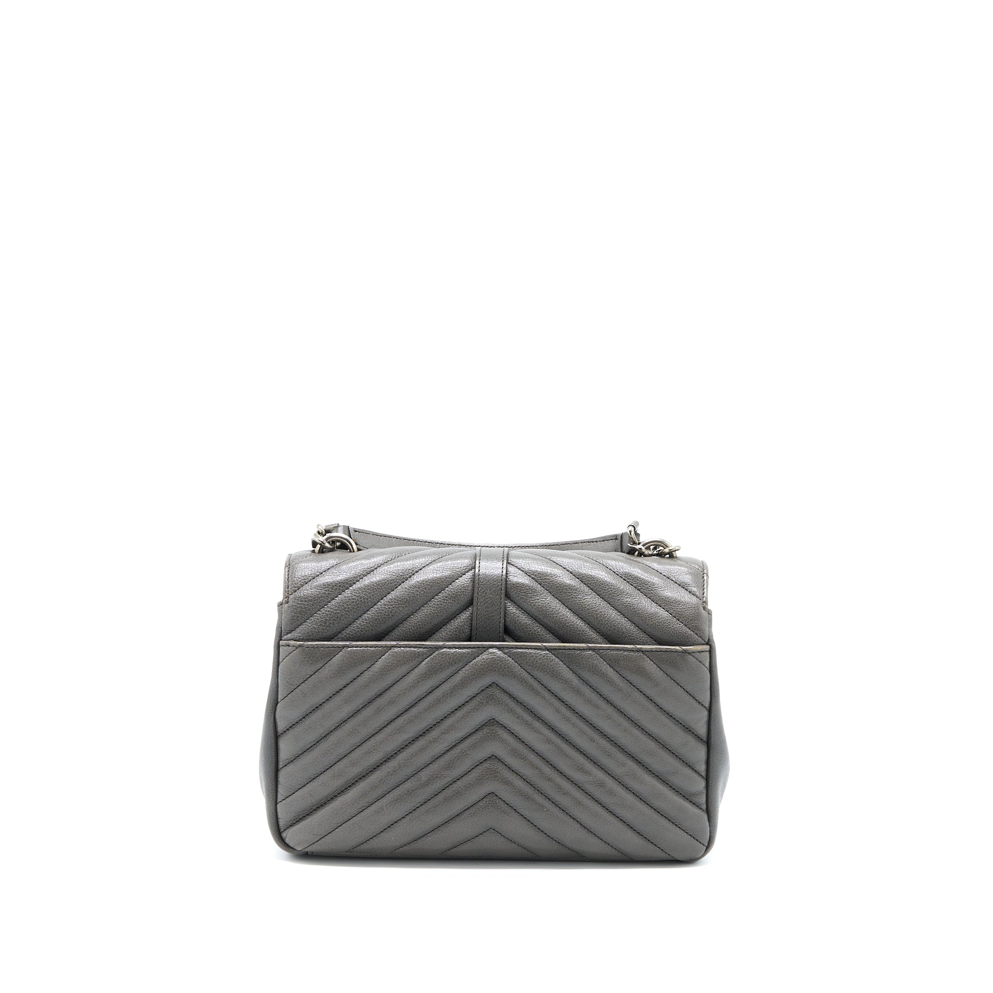 SAINT LAURENT COLLEGE BAG CALFSKIN GREY WITH RUTHENIUM HARDWARE