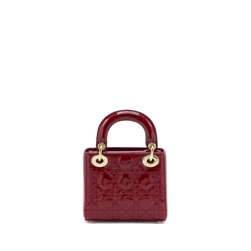 DIOR MINI LADY DIOR PATENT RED GHW