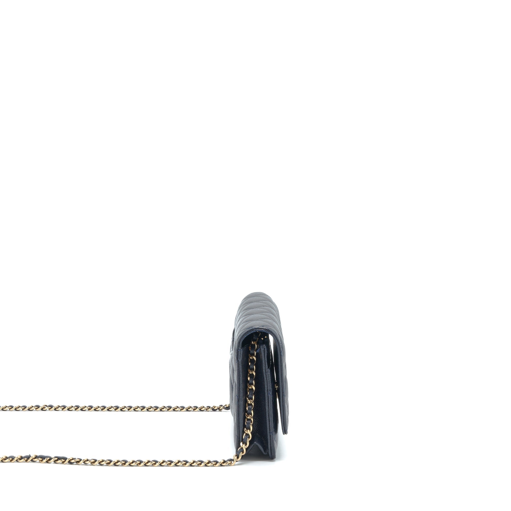 CHANEL CLASSIC WALLET ON CHAIN CAVIAR NAVY LGHW