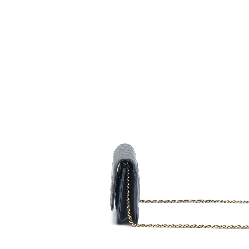 CHANEL CLASSIC WALLET ON CHAIN CAVIAR NAVY LGHW
