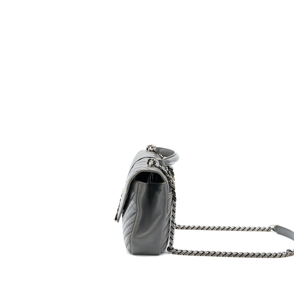 SAINT LAURENT COLLEGE BAG CALFSKIN GREY WITH RUTHENIUM HARDWARE