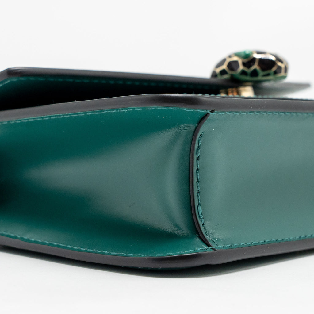 BVLGARI SERPENTI FOREVER WALLET ON CHAIN CALFSKIN GREEN LGHW