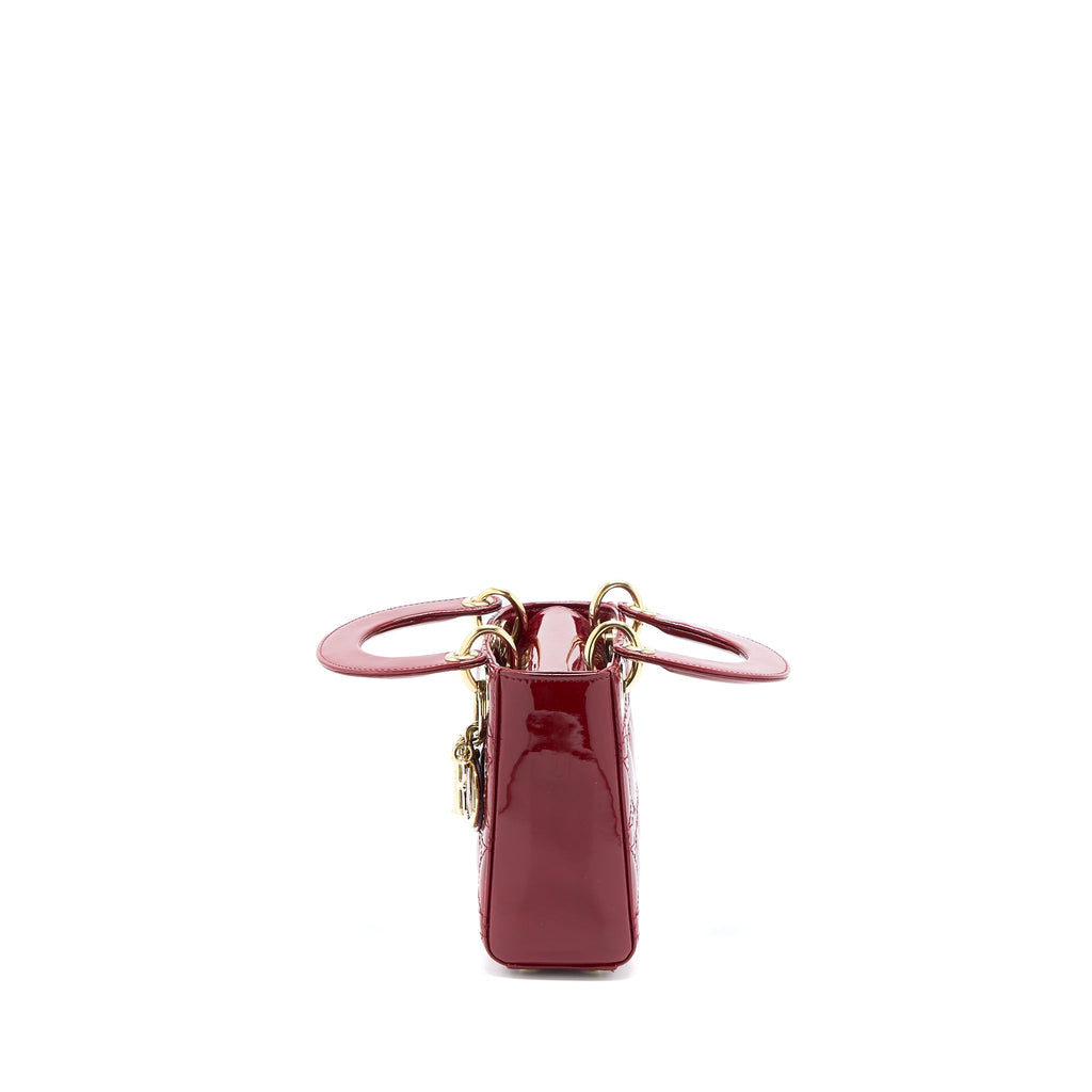 DIOR MINI LADY DIOR PATENT RED GHW
