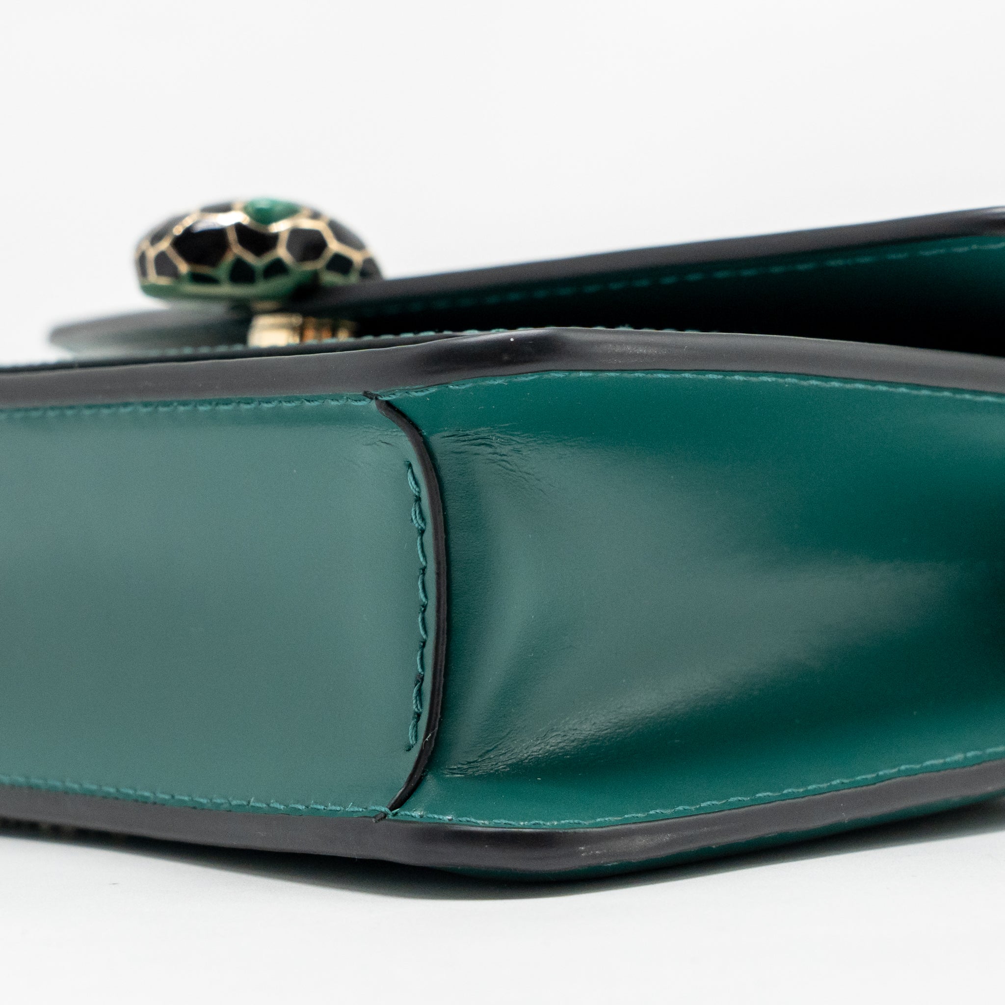 BVLGARI SERPENTI FOREVER WALLET ON CHAIN CALFSKIN GREEN LGHW