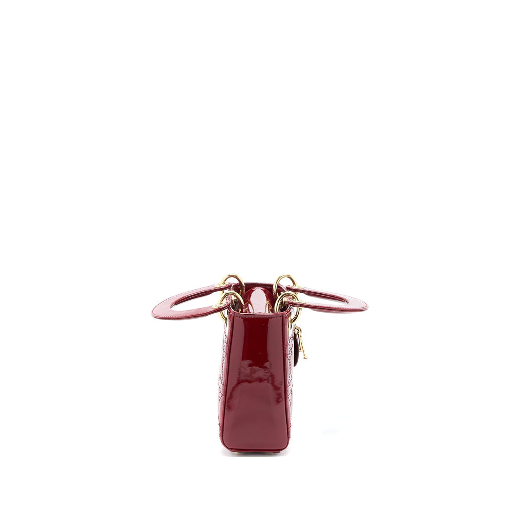 DIOR MINI LADY DIOR PATENT RED GHW