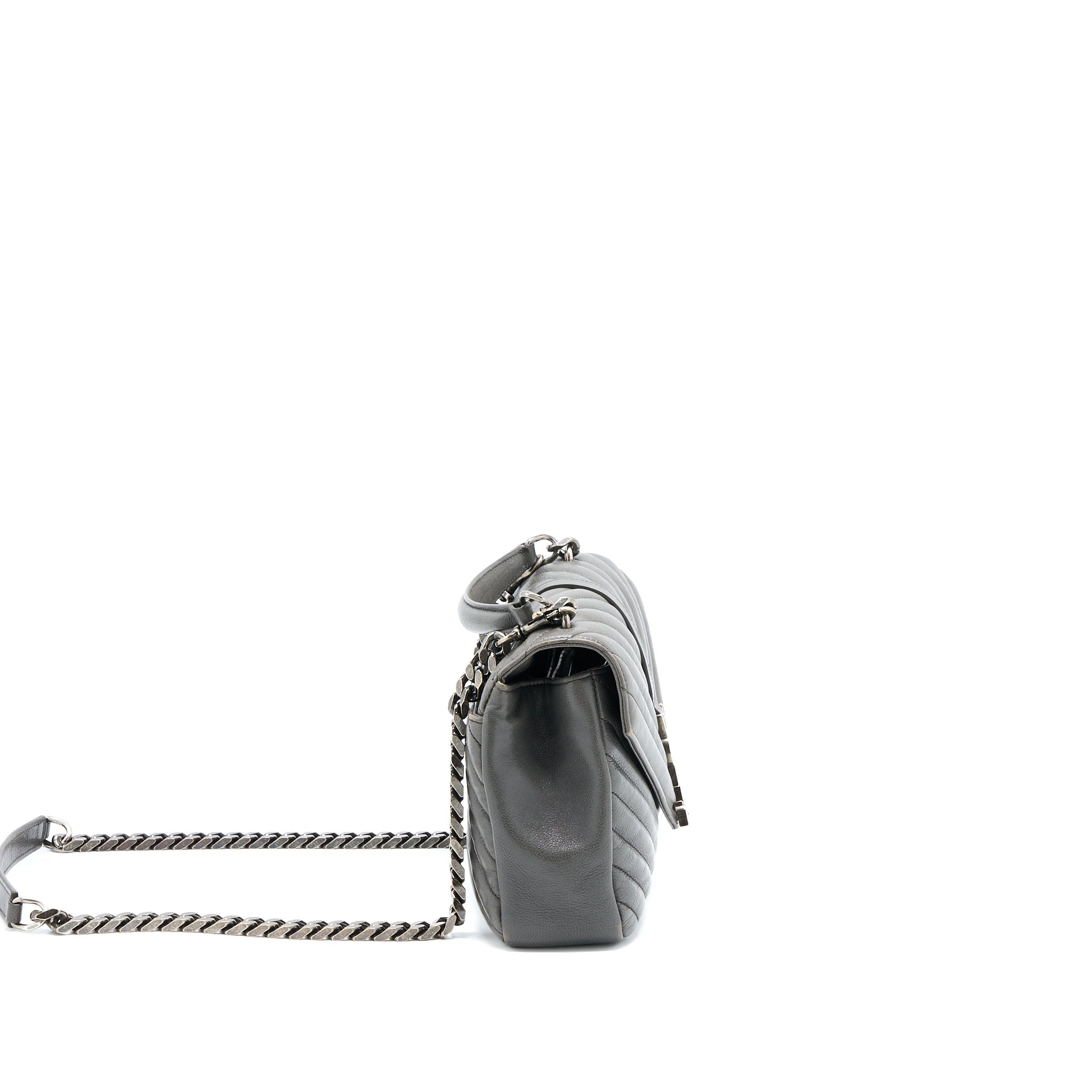 SAINT LAURENT COLLEGE BAG CALFSKIN GREY WITH RUTHENIUM HARDWARE