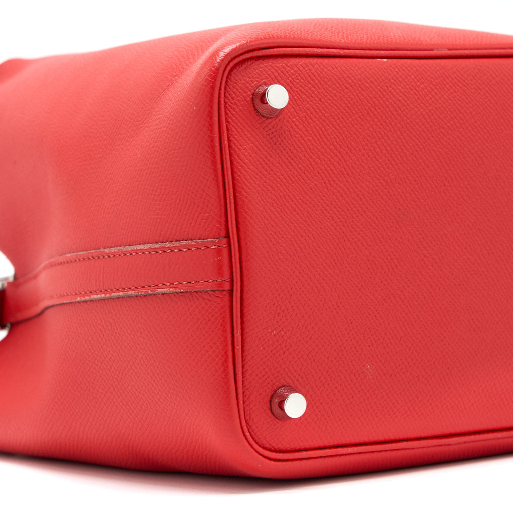 HERMES PICOTIN 18 LOCK BAG EPSOM RED WITH MULTI COLOUR HANDLE SHW