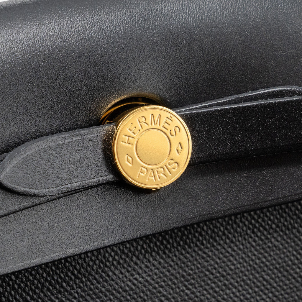 HERMES HERBAG 31 WITH BERLINE CANVAS AND HUNTER IN BLACK GHW
