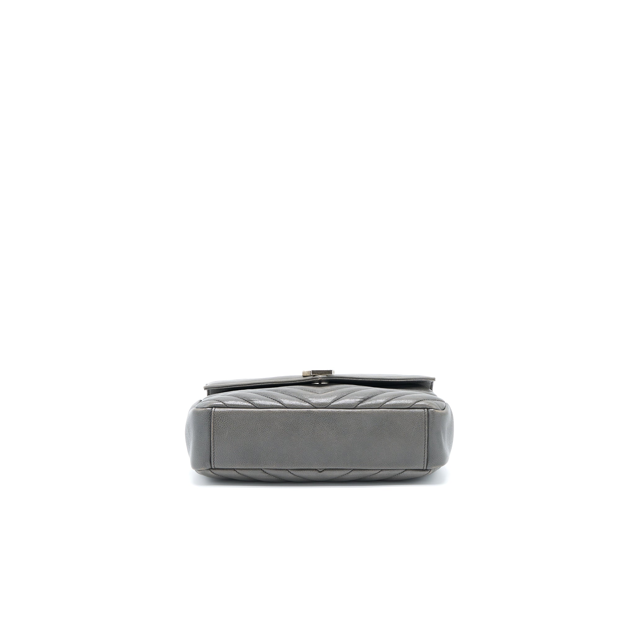 SAINT LAURENT COLLEGE BAG CALFSKIN GREY WITH RUTHENIUM HARDWARE