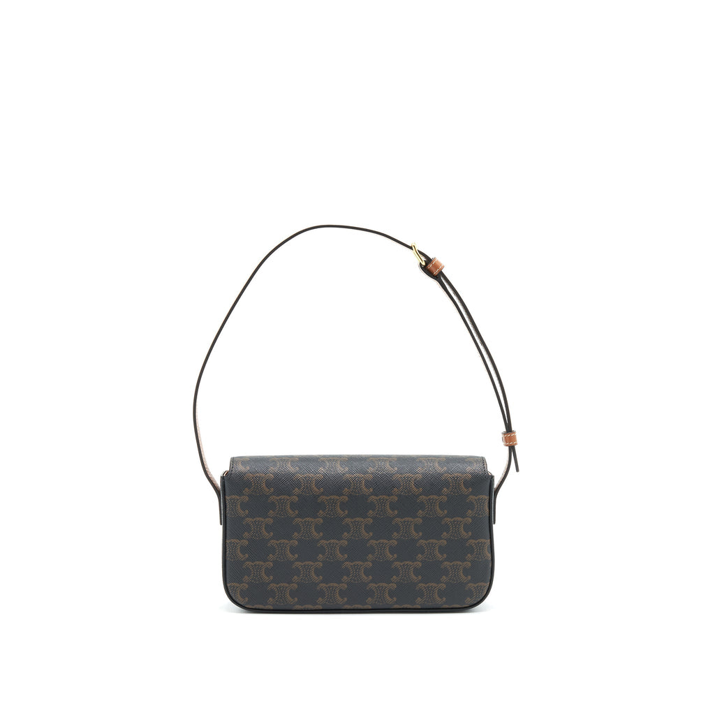 CELINE TRIOMPHE SHOULDER BAG IN TRIOMPHE CANVAS AND CALFSKIN