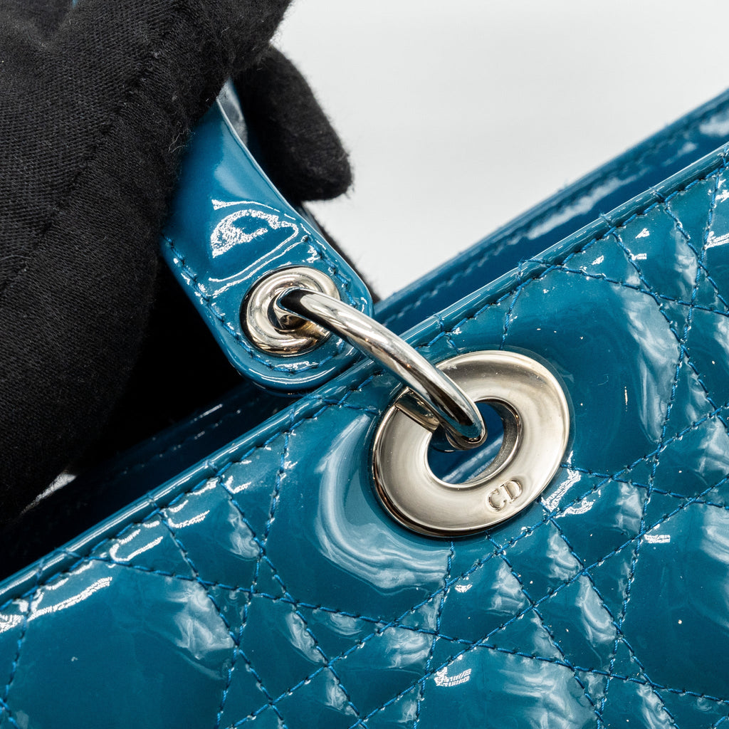 DIOR LARGE LADY DIOR PATENT BLUE SHW