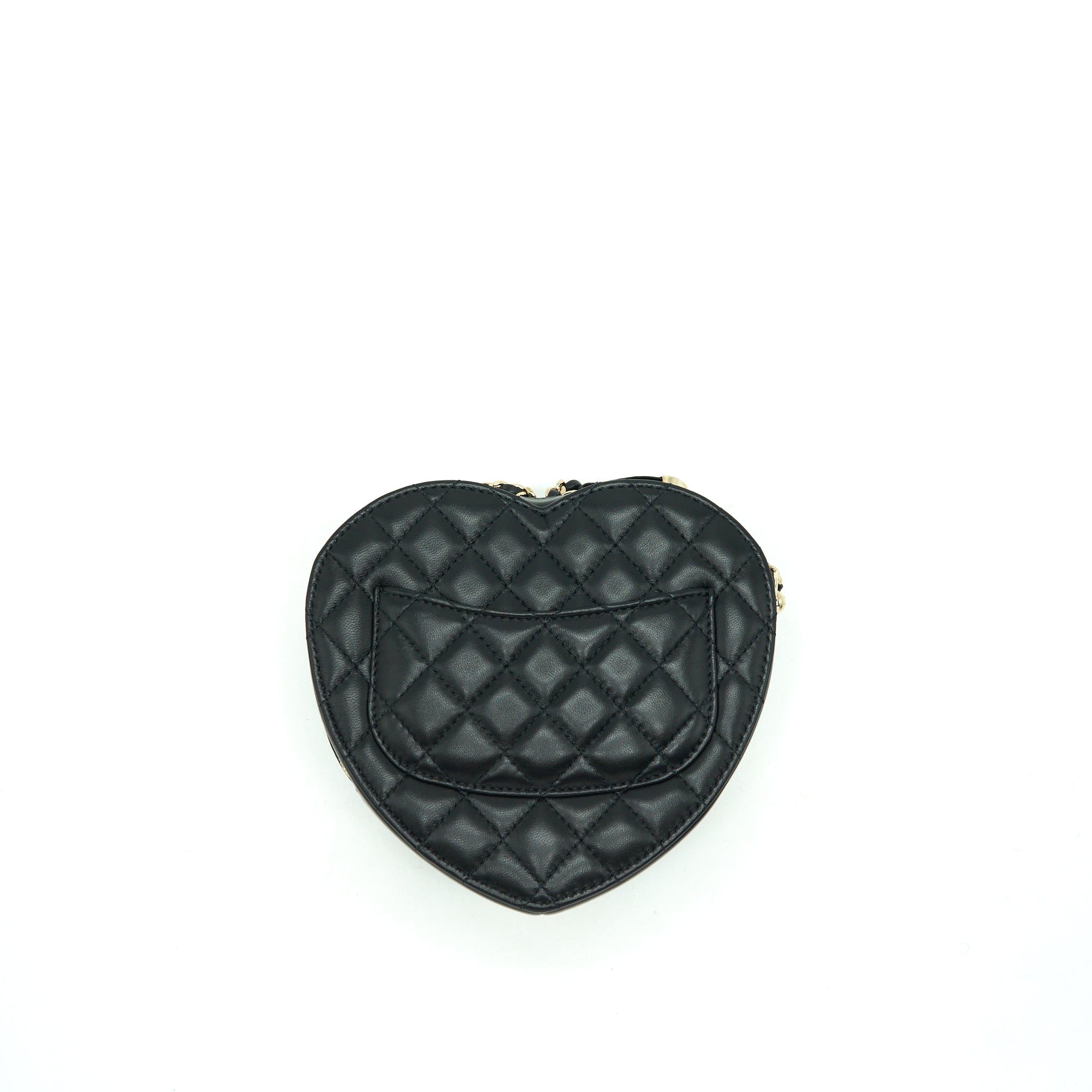 CHANEL 22S HEART BAG LAMBSKIN BLACK LGHW (MICROCHIP)