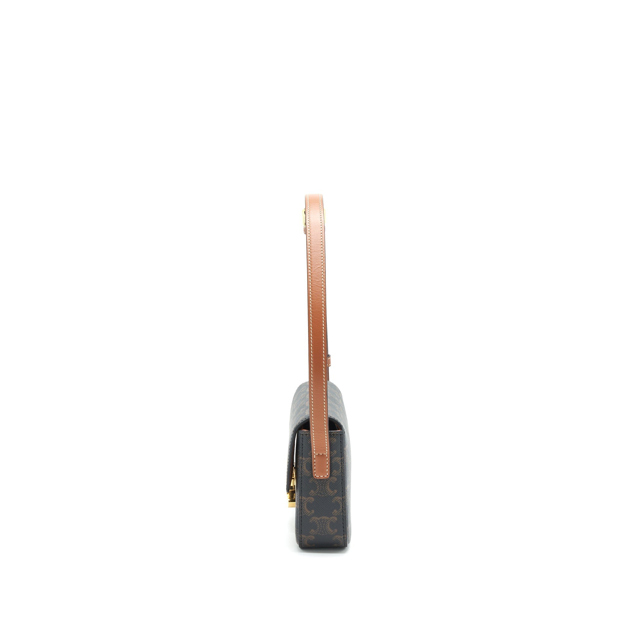 CELINE TRIOMPHE SHOULDER BAG IN TRIOMPHE CANVAS AND CALFSKIN