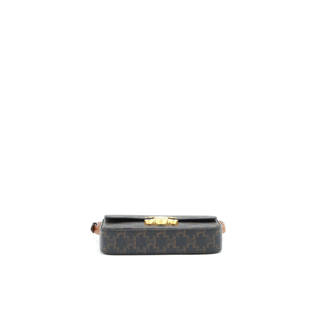 CELINE TRIOMPHE SHOULDER BAG IN TRIOMPHE CANVAS AND CALFSKIN