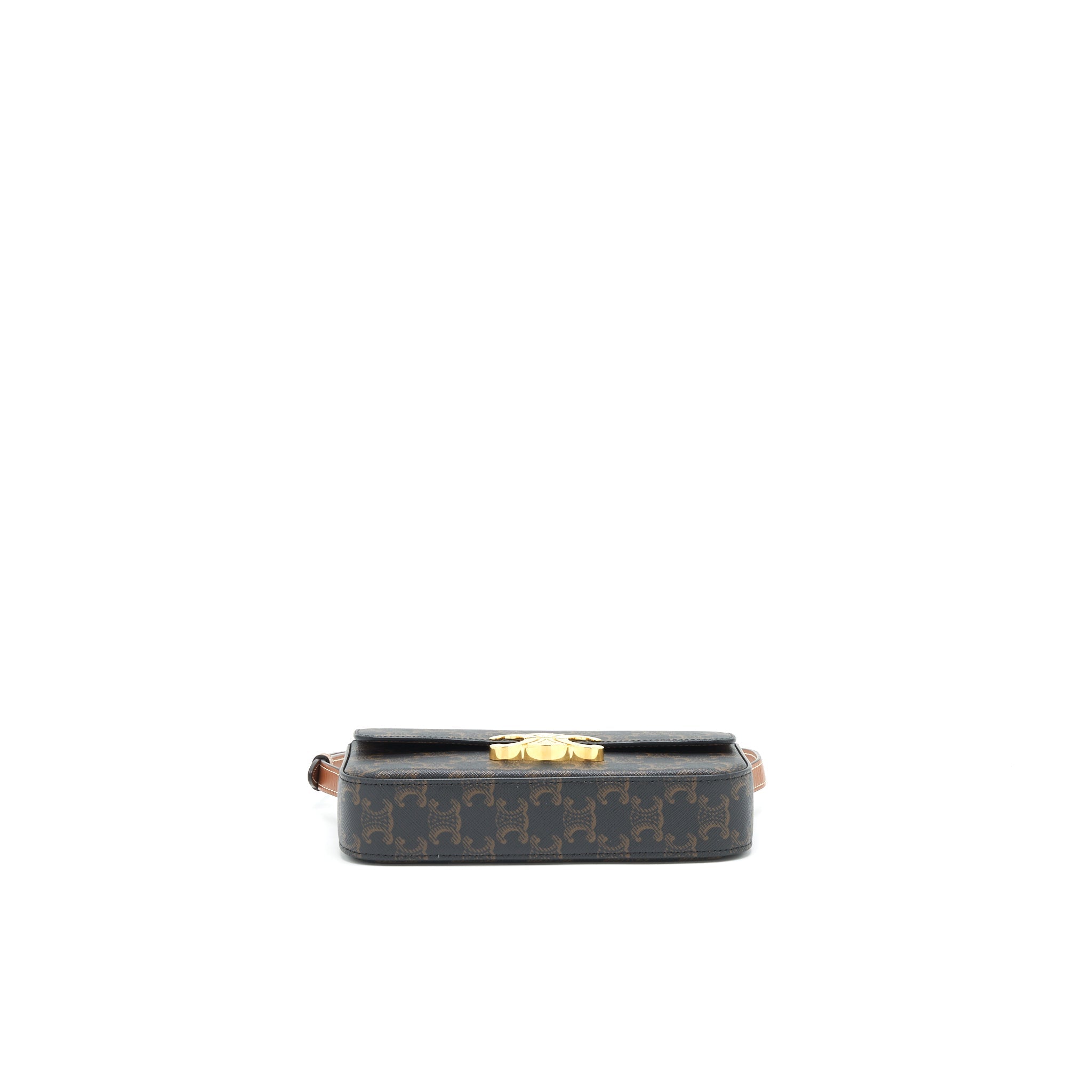CELINE TRIOMPHE SHOULDER BAG IN TRIOMPHE CANVAS AND CALFSKIN