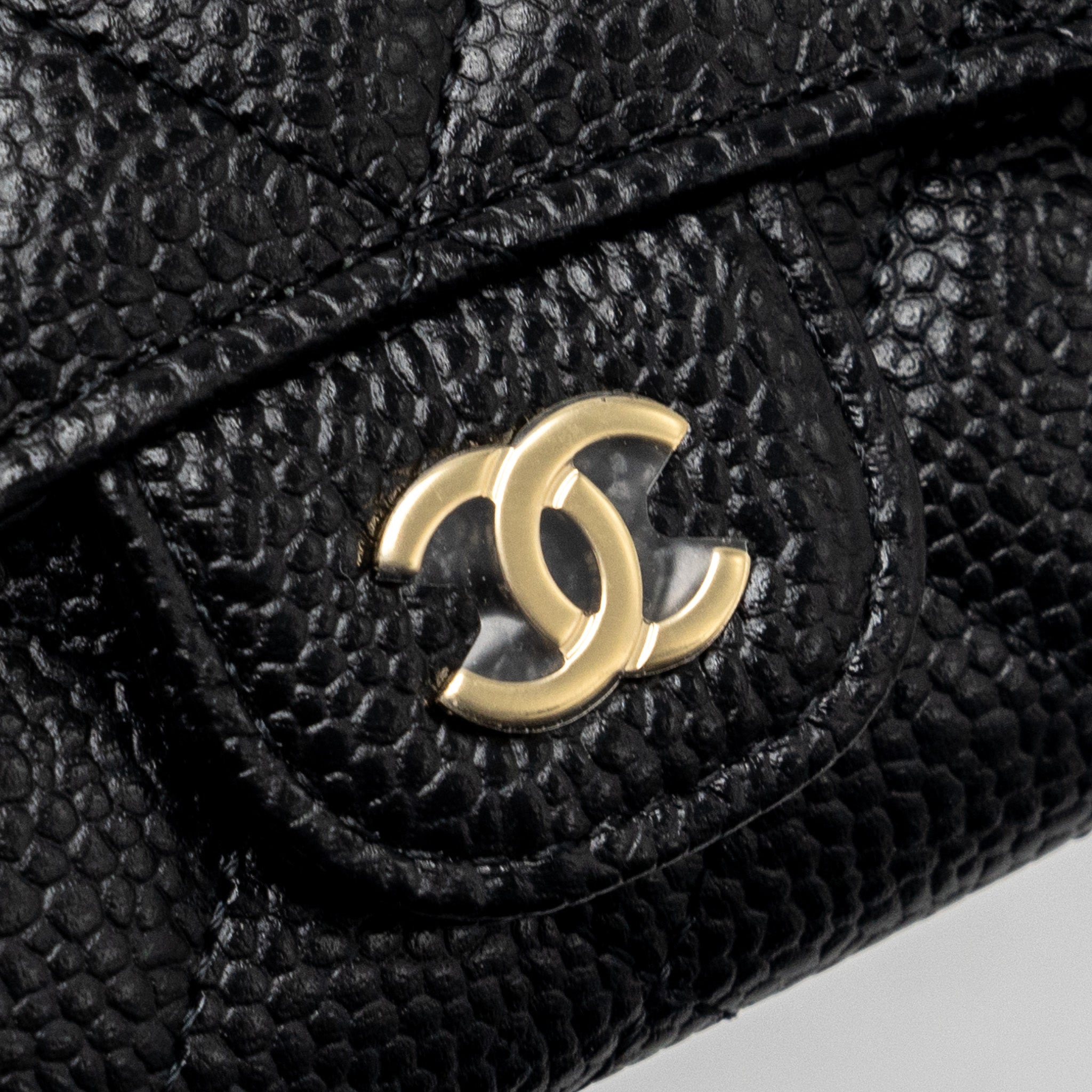 CHANEL CLASSIC FLAP CARD HOLDER CAVIAR BLACK GHW (MICROCHIP)