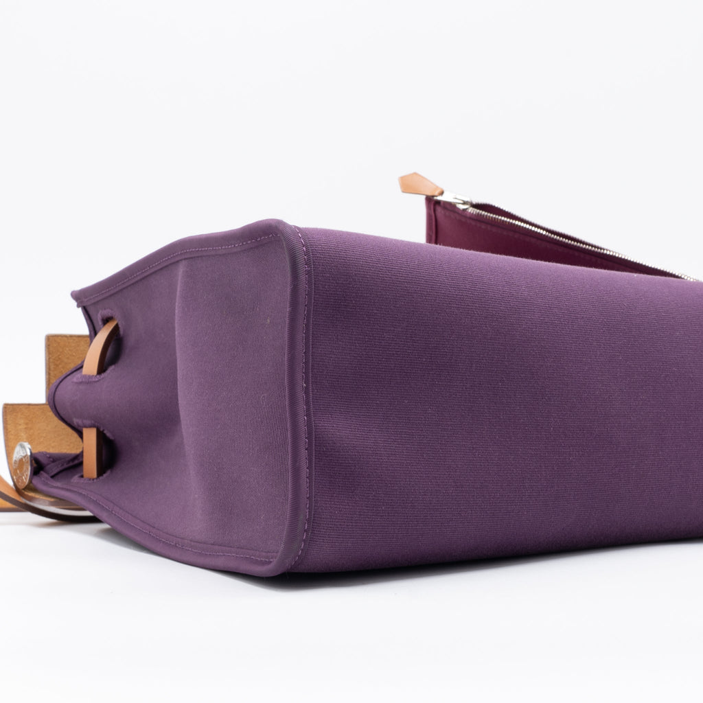 HERMES HERBAG ZIP 31 BAG CANVAS/HUNTER CASSIS PURPLE SHW