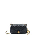 CHANEL PEARL CRUSH MINI RECTANGULAR FLAP BAG LAMBSKIN BLACK GHW (MICROCHIP)