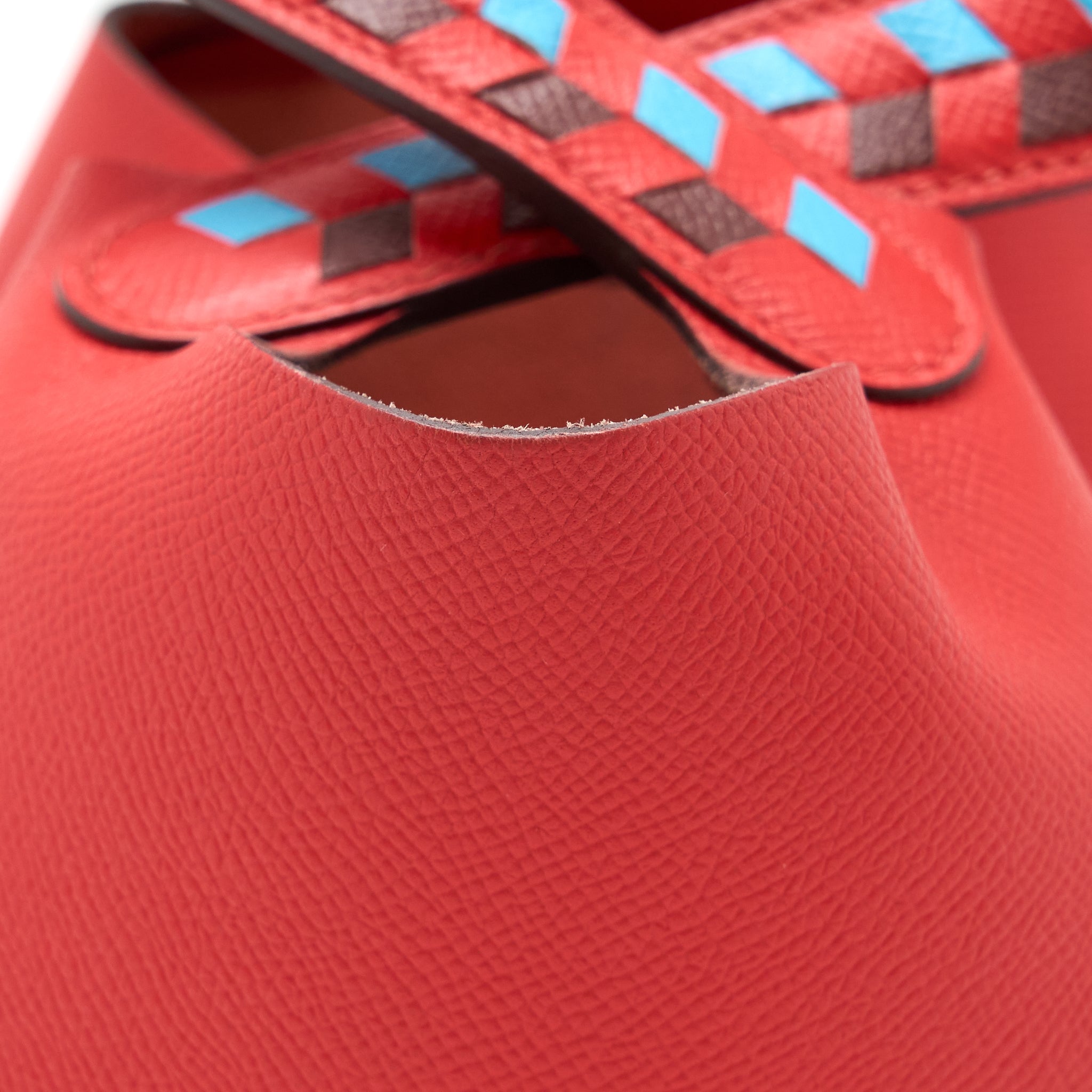 HERMES PICOTIN 18 LOCK BAG EPSOM RED WITH MULTI COLOUR HANDLE SHW