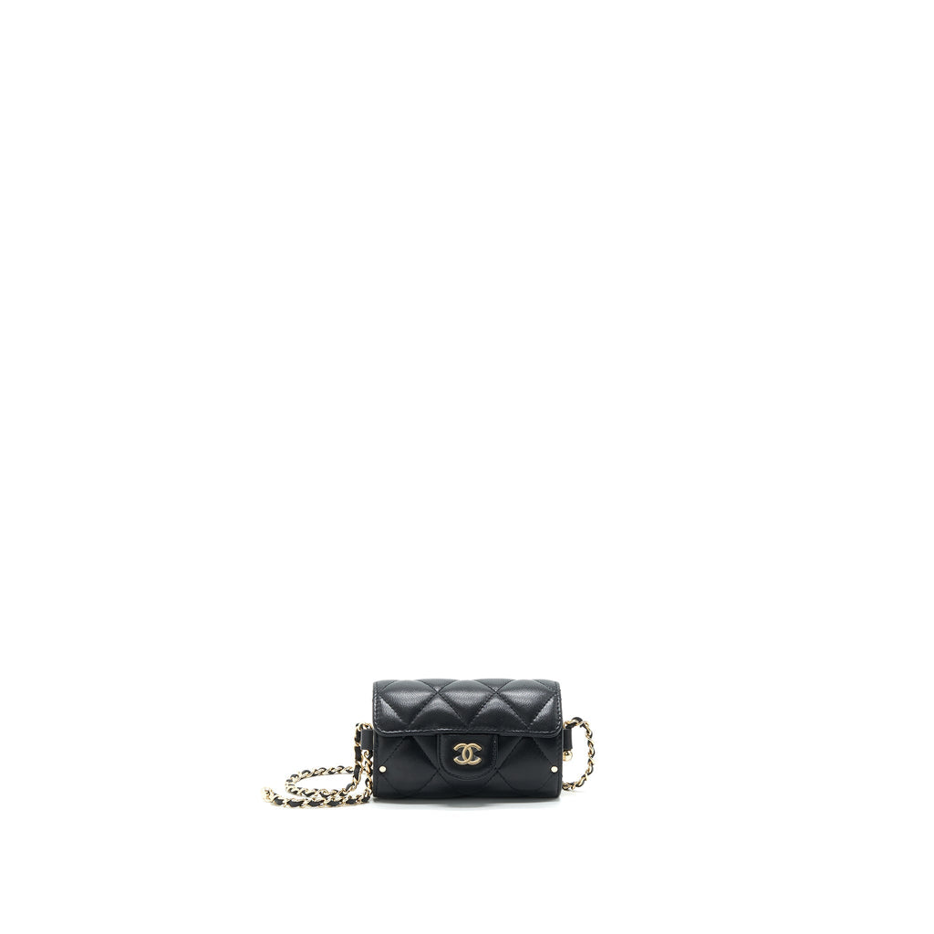 CHANEL 21A LIPSTICK MINI BAG WITH CHAIN BLACK GHW