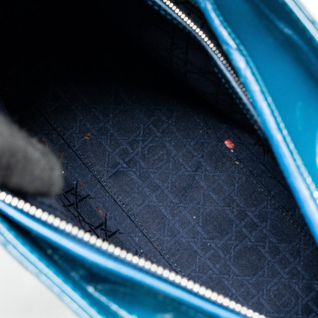 DIOR LARGE LADY DIOR PATENT BLUE SHW