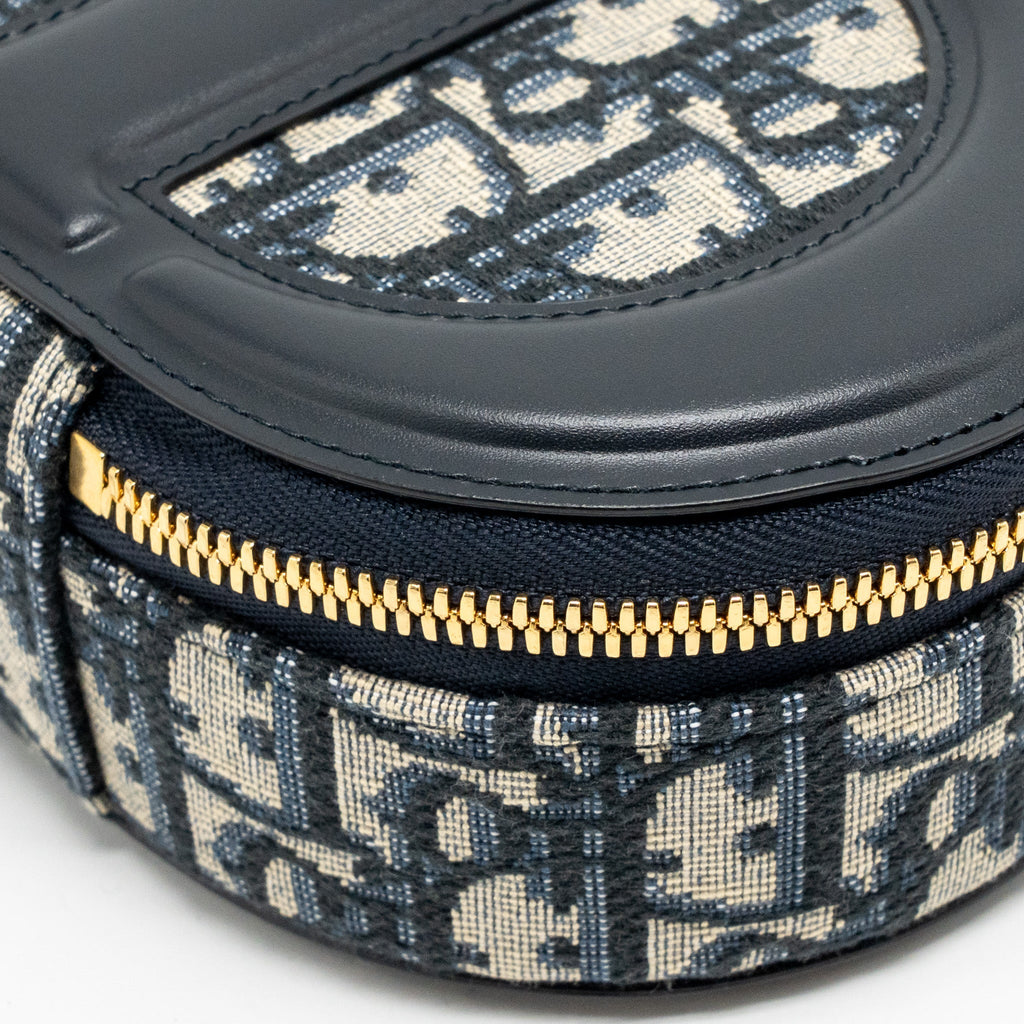 DIOR CD SIGNATURE OVAL CAMERA BAG OBLIQUE JACQUARD BLUE GHW