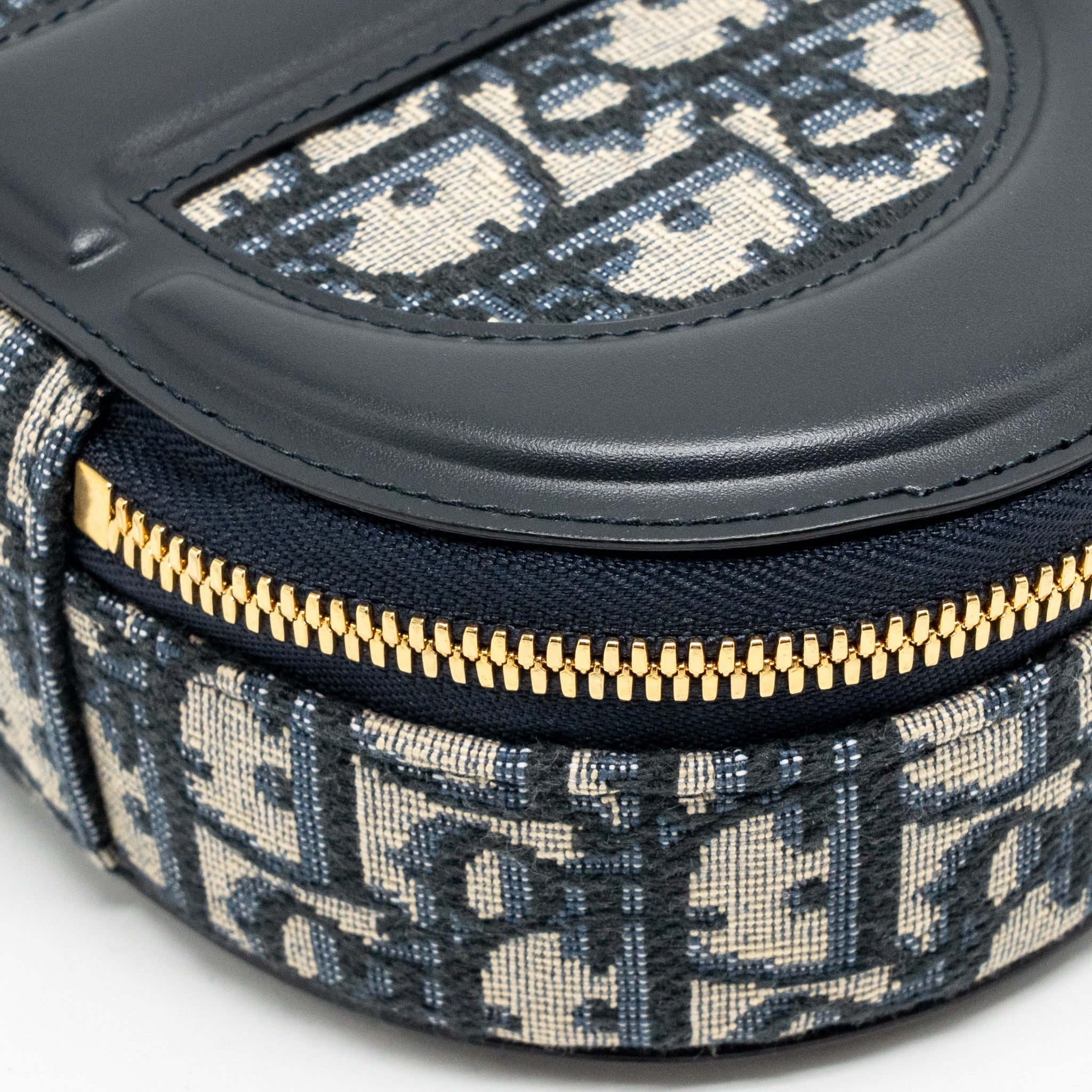 DIOR CD SIGNATURE OVAL CAMERA BAG OBLIQUE JACQUARD BLUE GHW