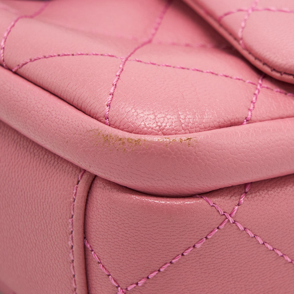 CHANEL QUILTED FLAP CROSS BODY BAG PINK WITH RUTHENIUM HARDWARE