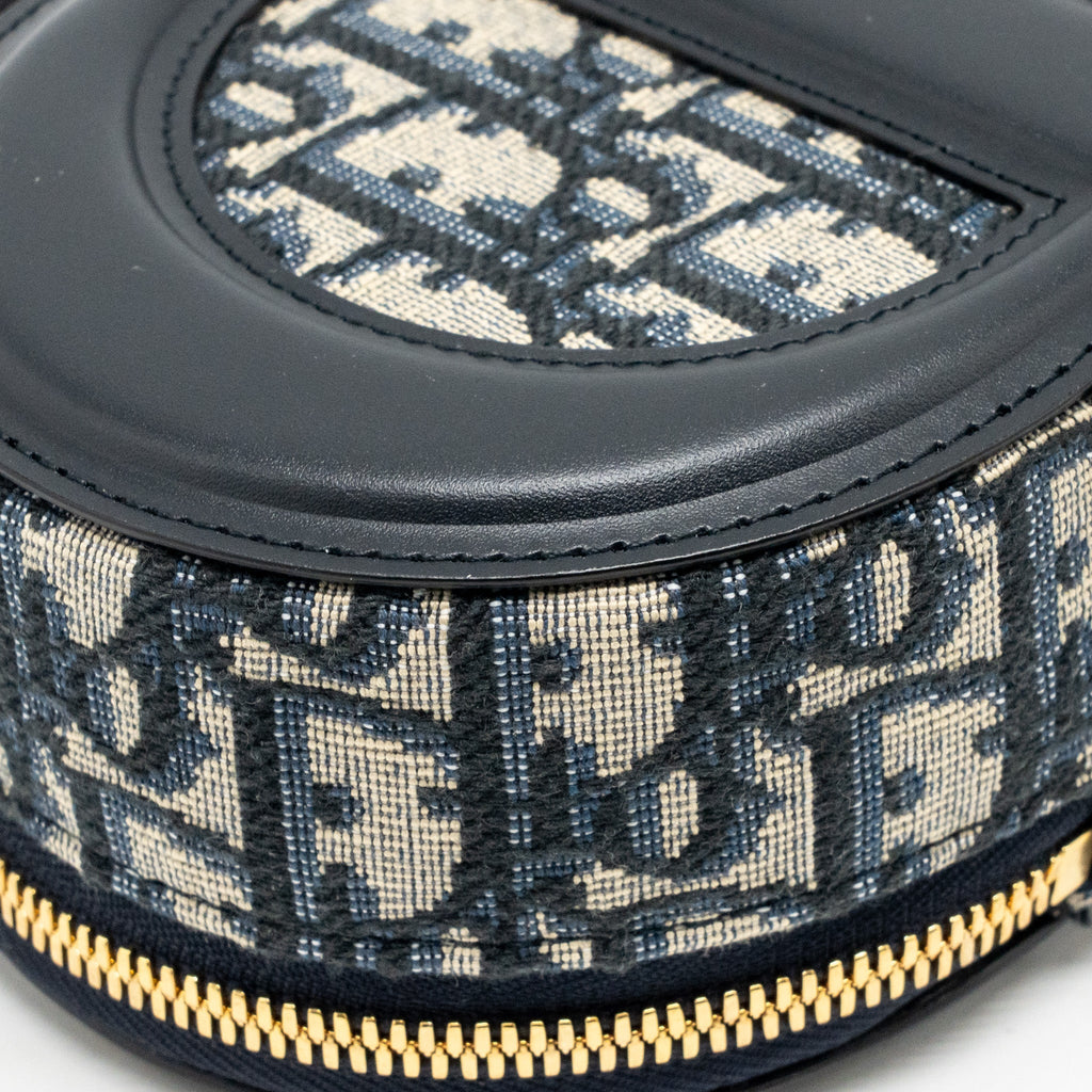 DIOR CD SIGNATURE OVAL CAMERA BAG OBLIQUE JACQUARD BLUE GHW