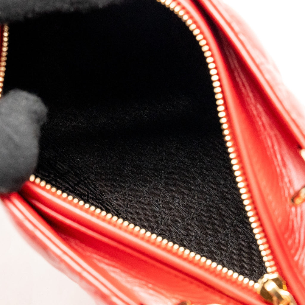 DIOR MEDIUM LADY DIOR LAMBSKIN RED LGHW