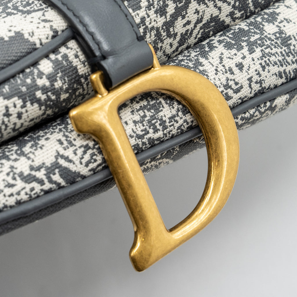 DIOR SADDLE BAG TOILE DE JOUY CANVAS / LEATHER GREY GHW