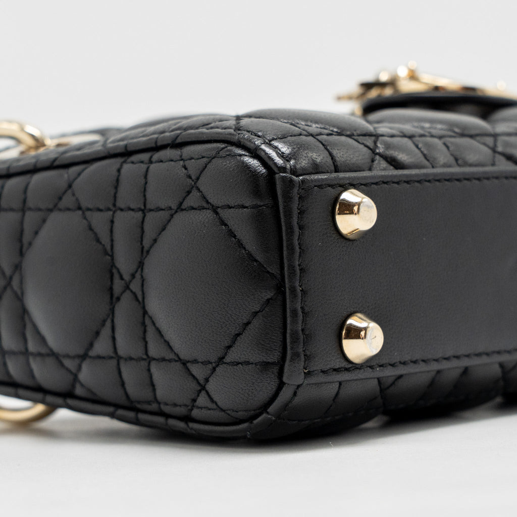 DIOR MICRO LADY DIOR LAMBSKIN BLACK LGHW