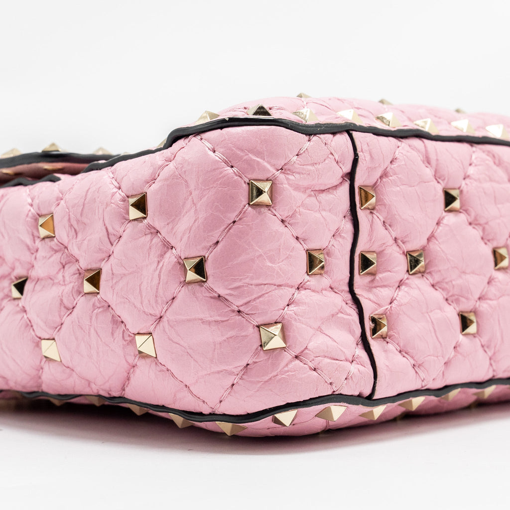 VALENTINO MEDIUM ROCKSTUD SPIKE BAG LEATHER PINK GHW