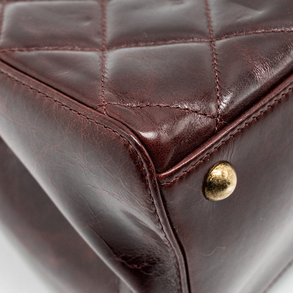 CHANEL PERFECT EDGE TOTE BAG CALFSKIN BURGUNDY GHW
