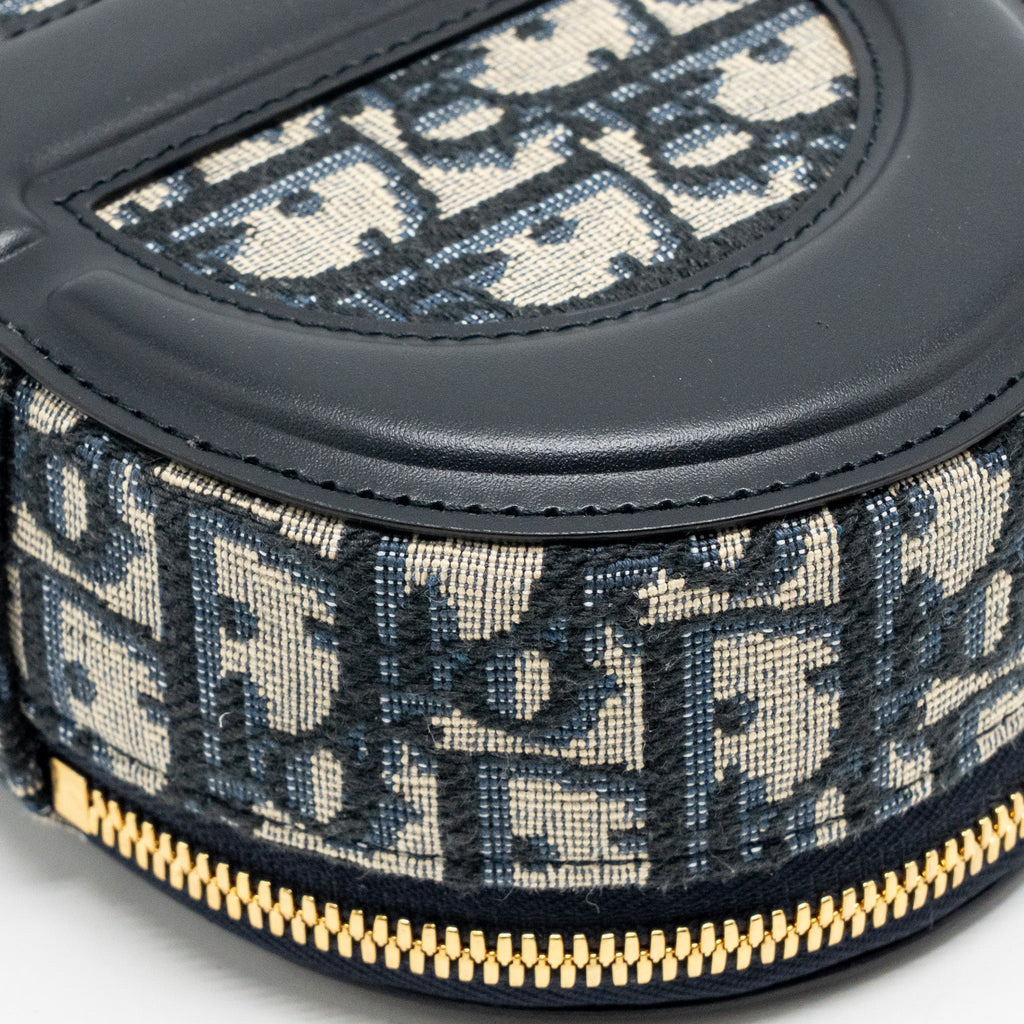DIOR CD SIGNATURE OVAL CAMERA BAG OBLIQUE JACQUARD BLUE GHW