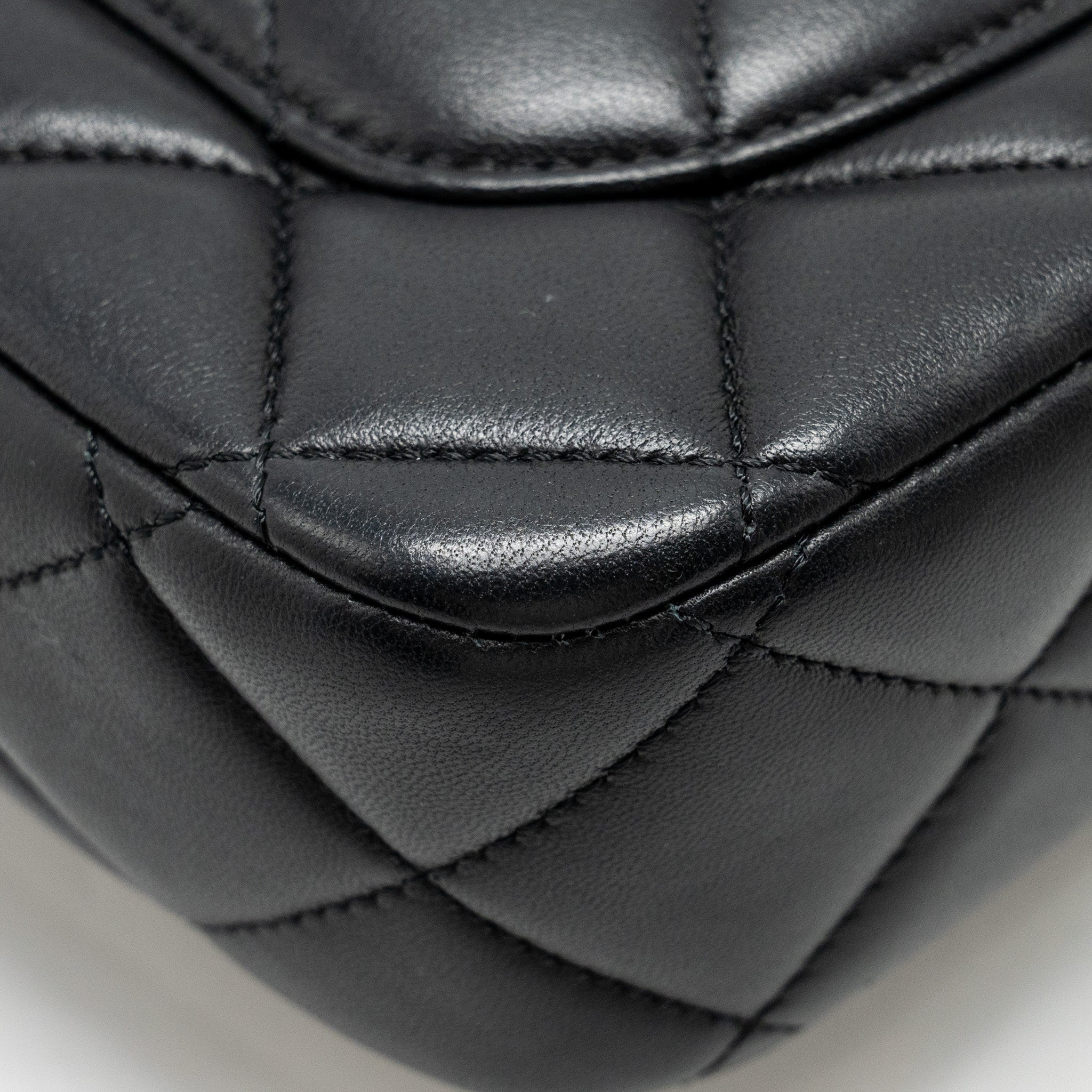 CHANEL QUILTED FLAP BAG WITH HEART CHARM CHAIN LAMBSKIN BLACK GHW (MICROCHIP)