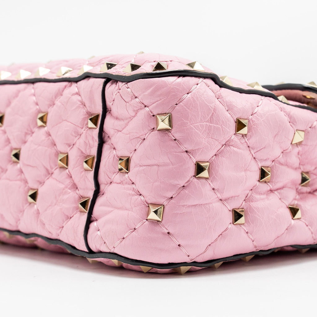 VALENTINO MEDIUM ROCKSTUD SPIKE BAG LEATHER PINK GHW