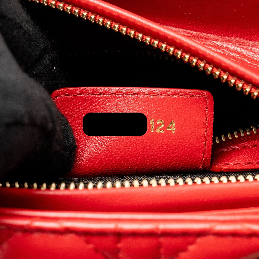DIOR MEDIUM LADY DIOR LAMBSKIN RED LGHW