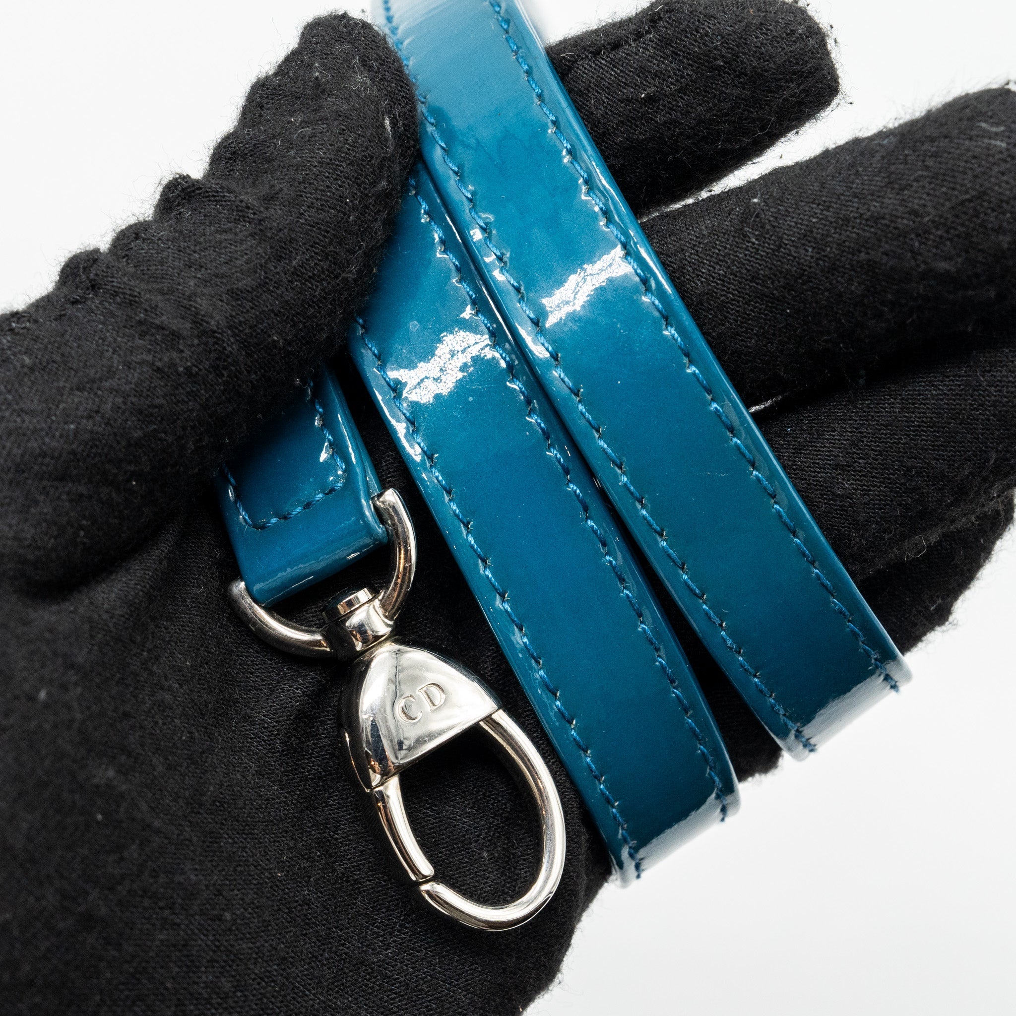 DIOR LARGE LADY DIOR PATENT BLUE SHW