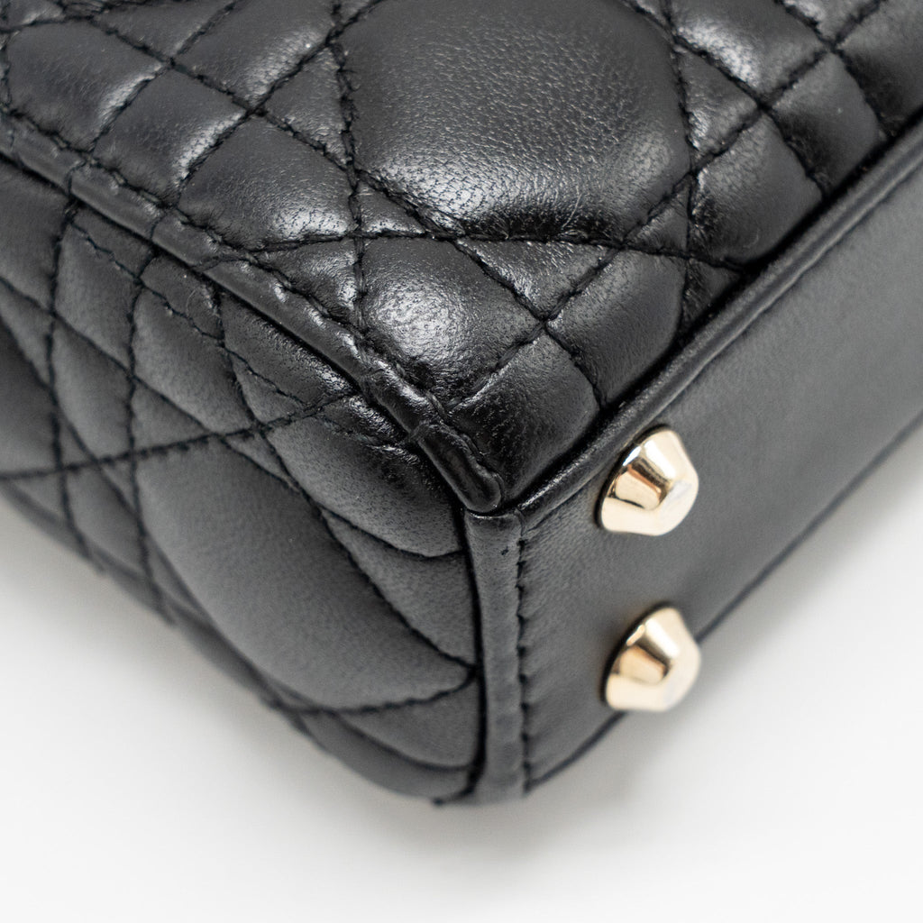 DIOR MICRO LADY DIOR LAMBSKIN BLACK LGHW