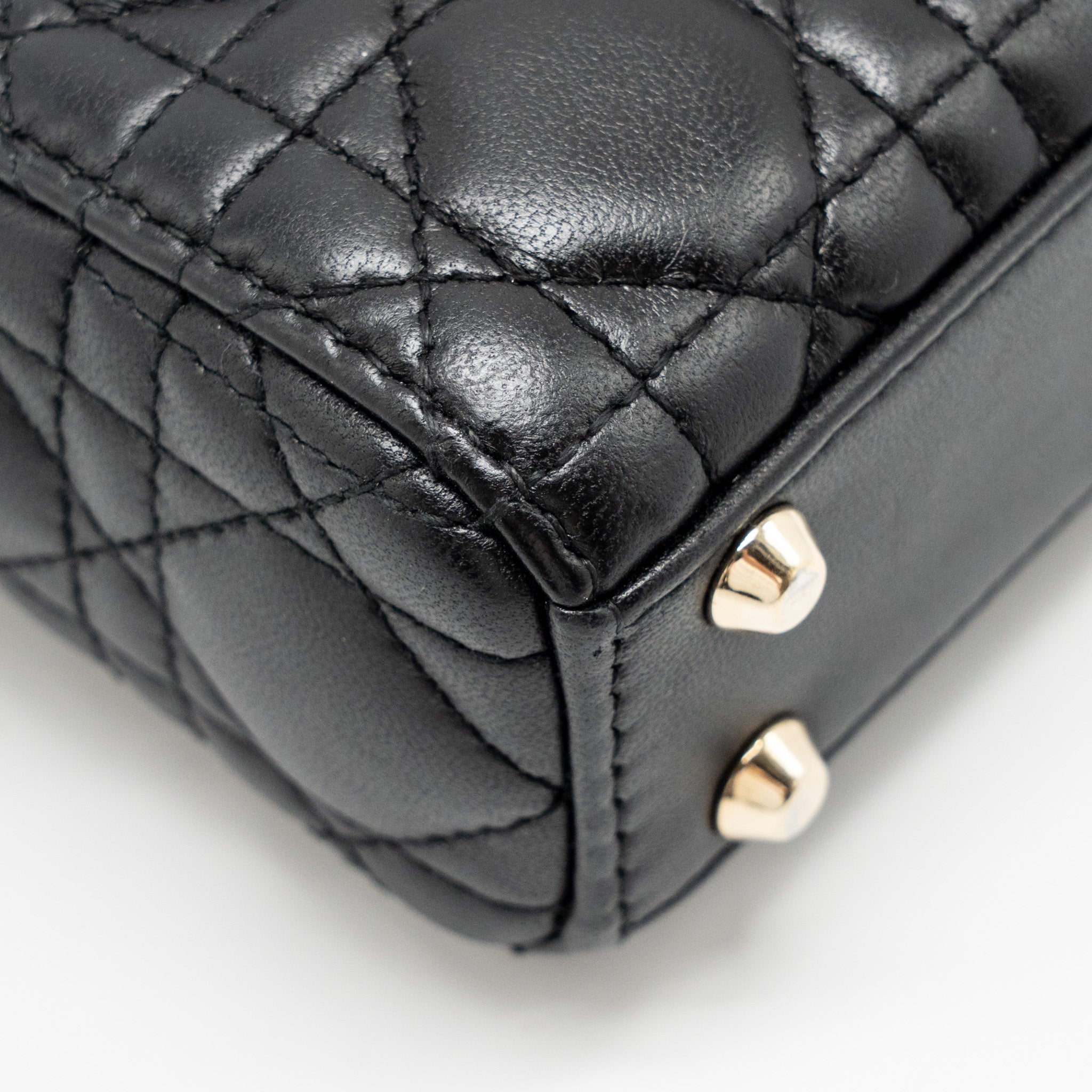DIOR MICRO LADY DIOR LAMBSKIN BLACK LGHW