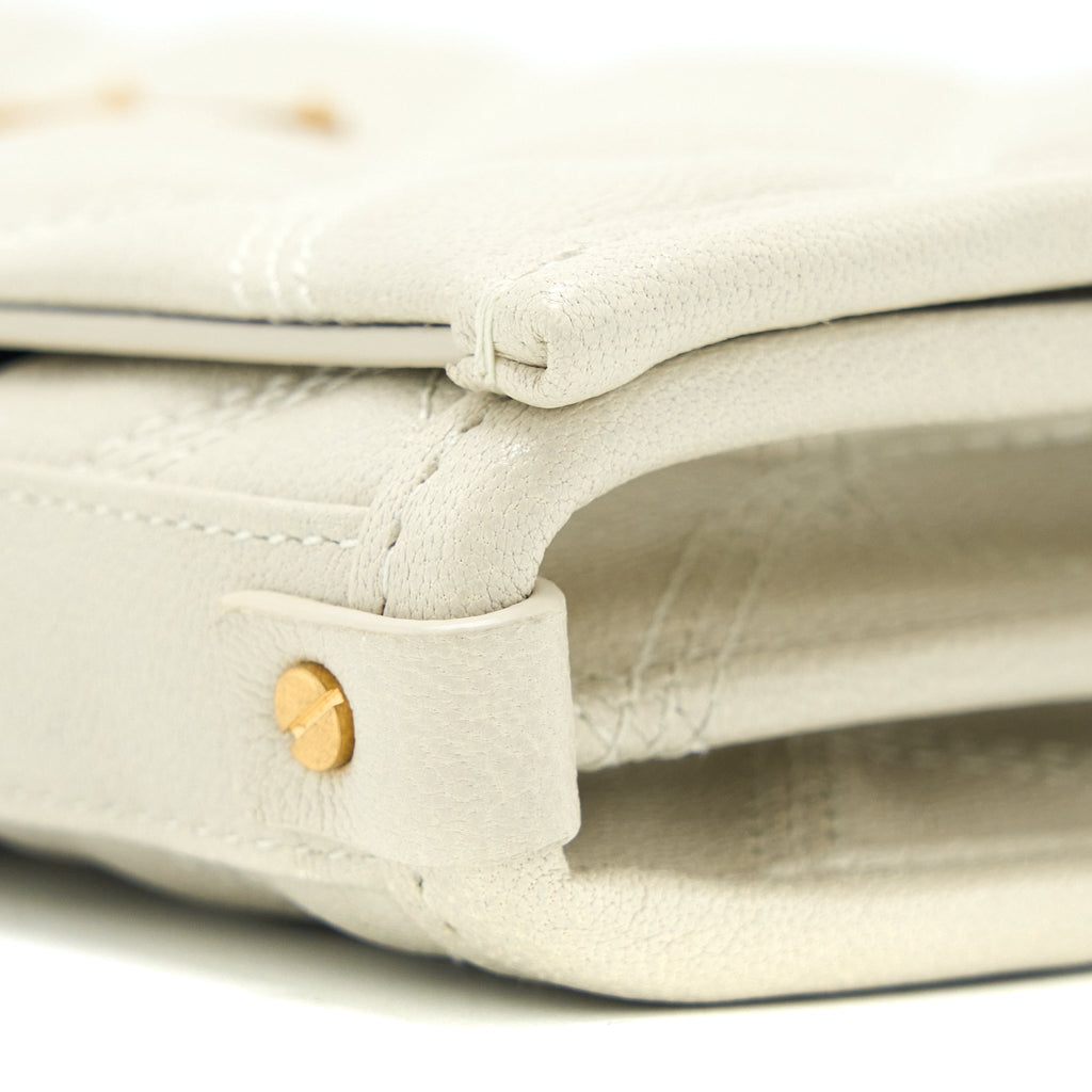 SAINT LAURENT BECKY QUILTED CHAIN BAG WHITE GHW