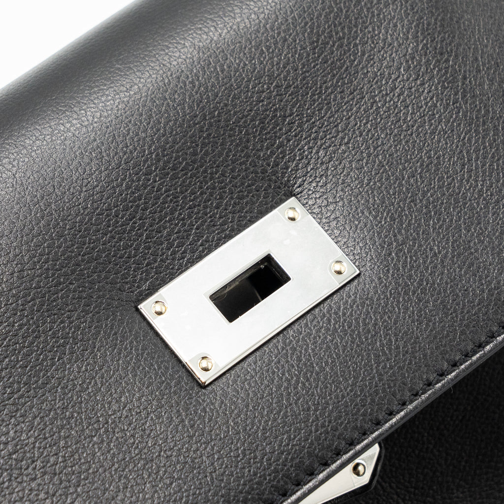 HERMES KELLY MESSANGER PM BAG EVERGRAIN BLACK SHW