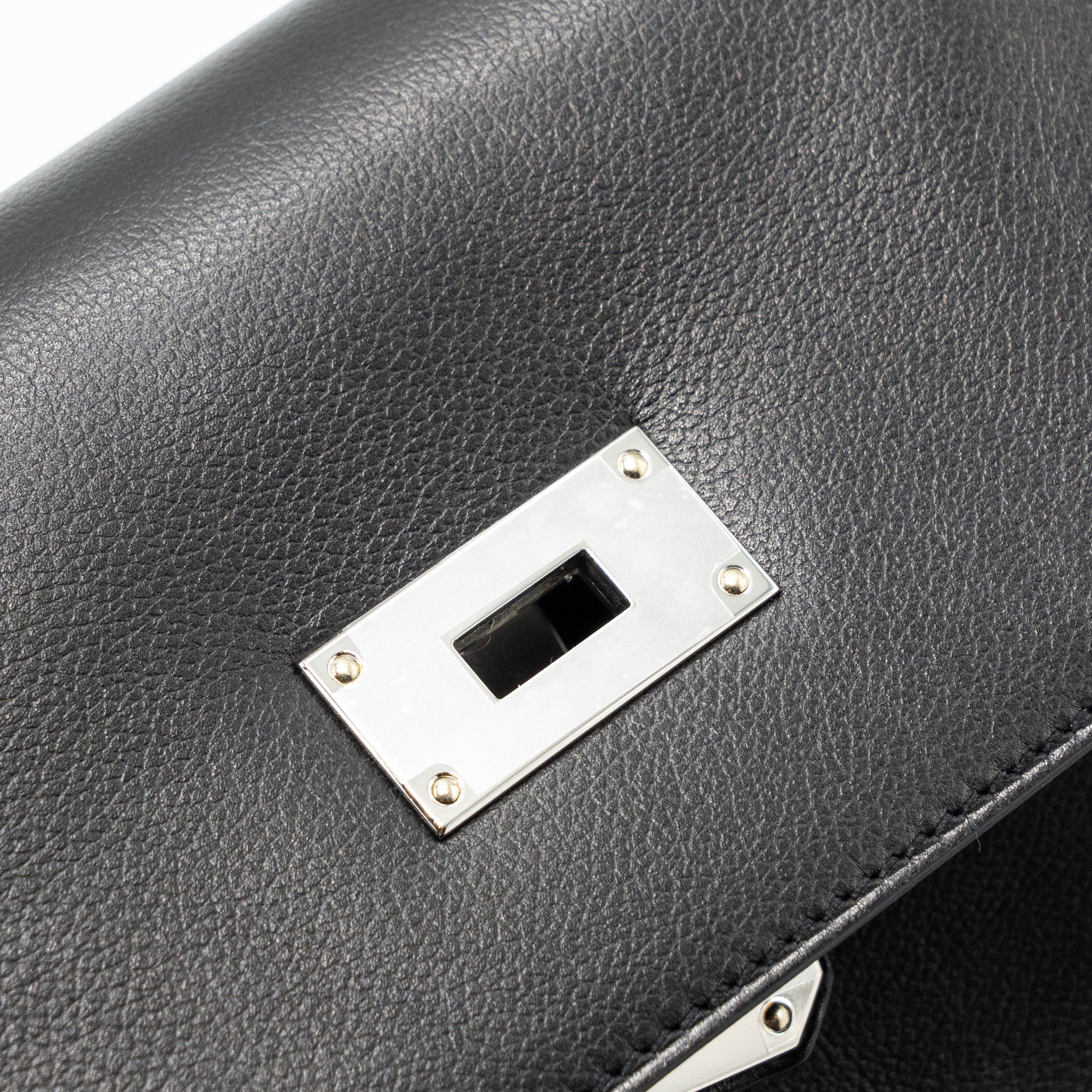 HERMES KELLY MESSANGER PM BAG EVERGRAIN BLACK SHW