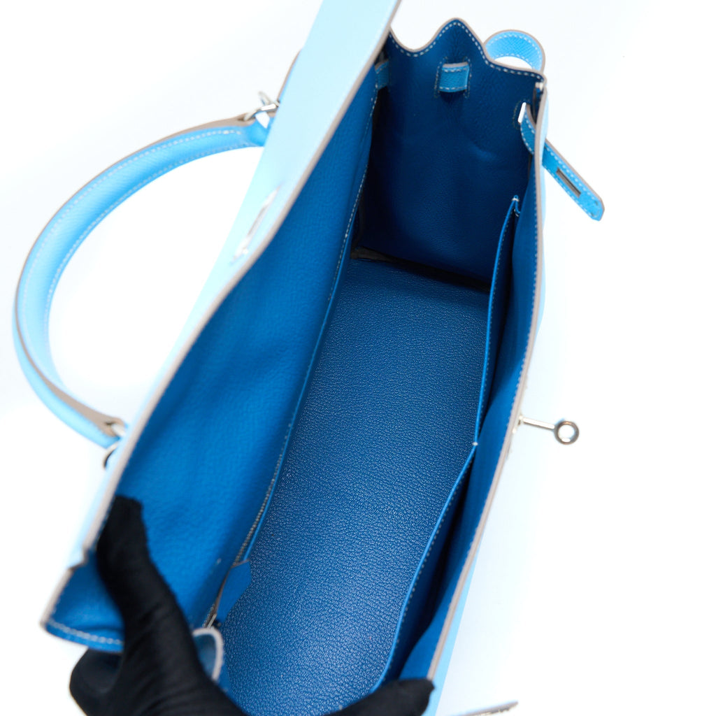 HERMES KELLY 35 EPSOM 7N BLUE CELESTE SHW