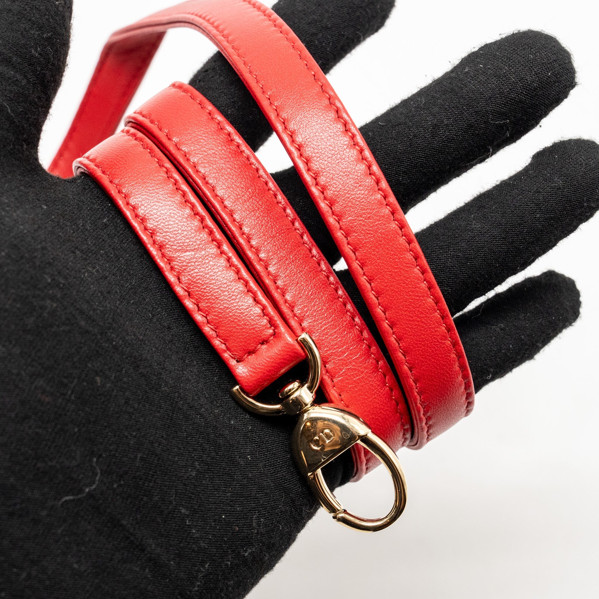 DIOR MEDIUM LADY DIOR LAMBSKIN RED LGHW