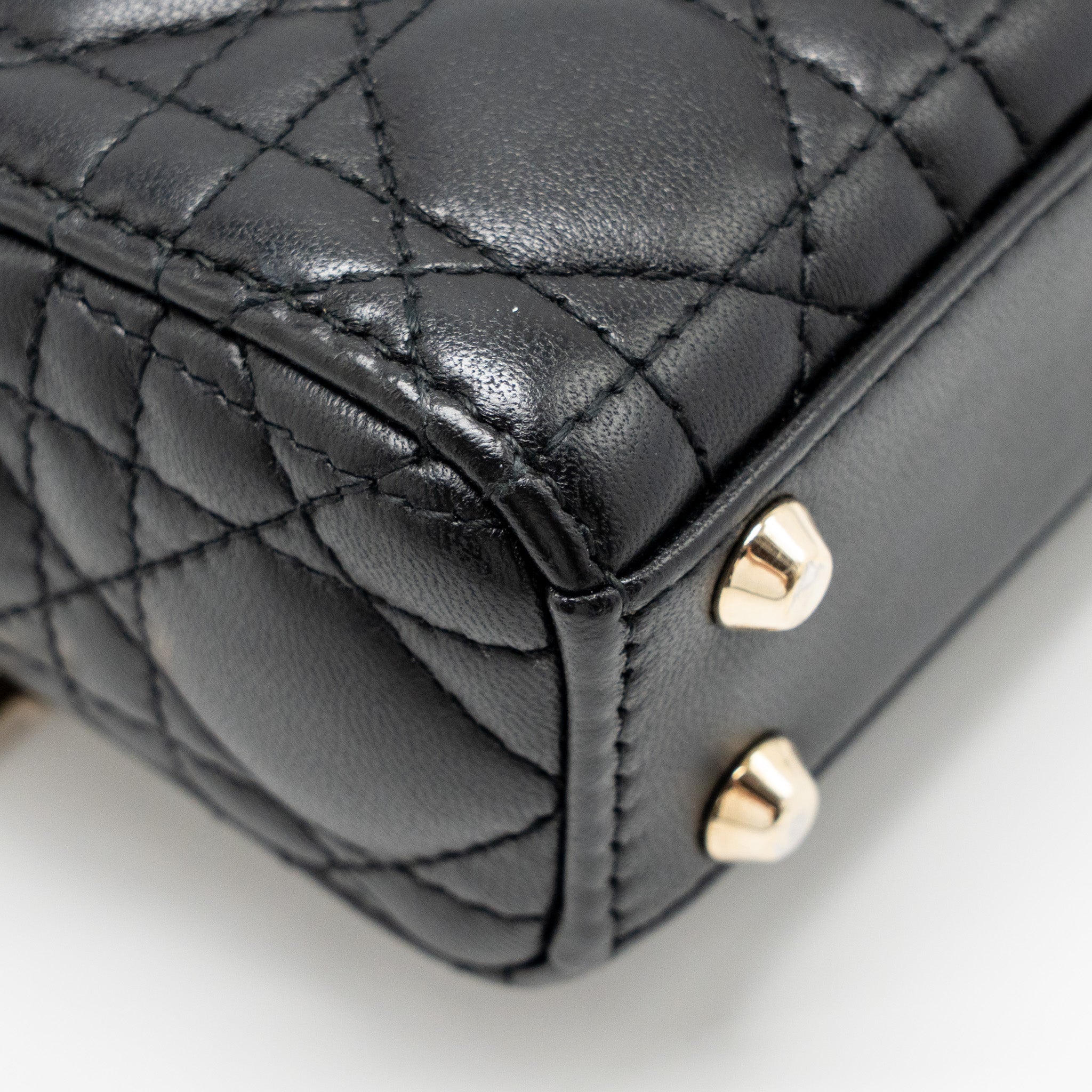 DIOR MICRO LADY DIOR LAMBSKIN BLACK LGHW