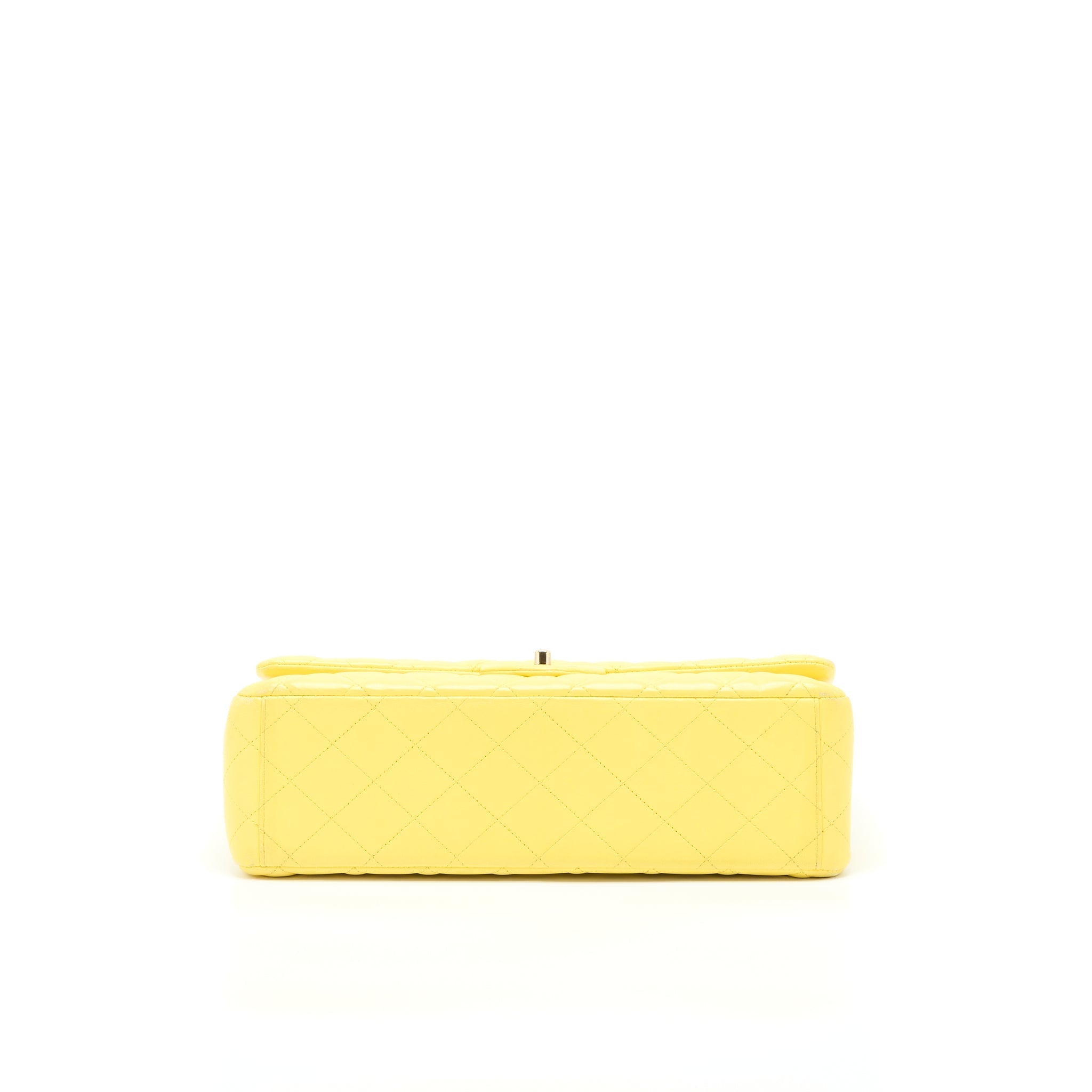 CHANEL MAXI CLASSIC DOUBLE FLAP BAG LAMBSKIN YELLOW LGHW