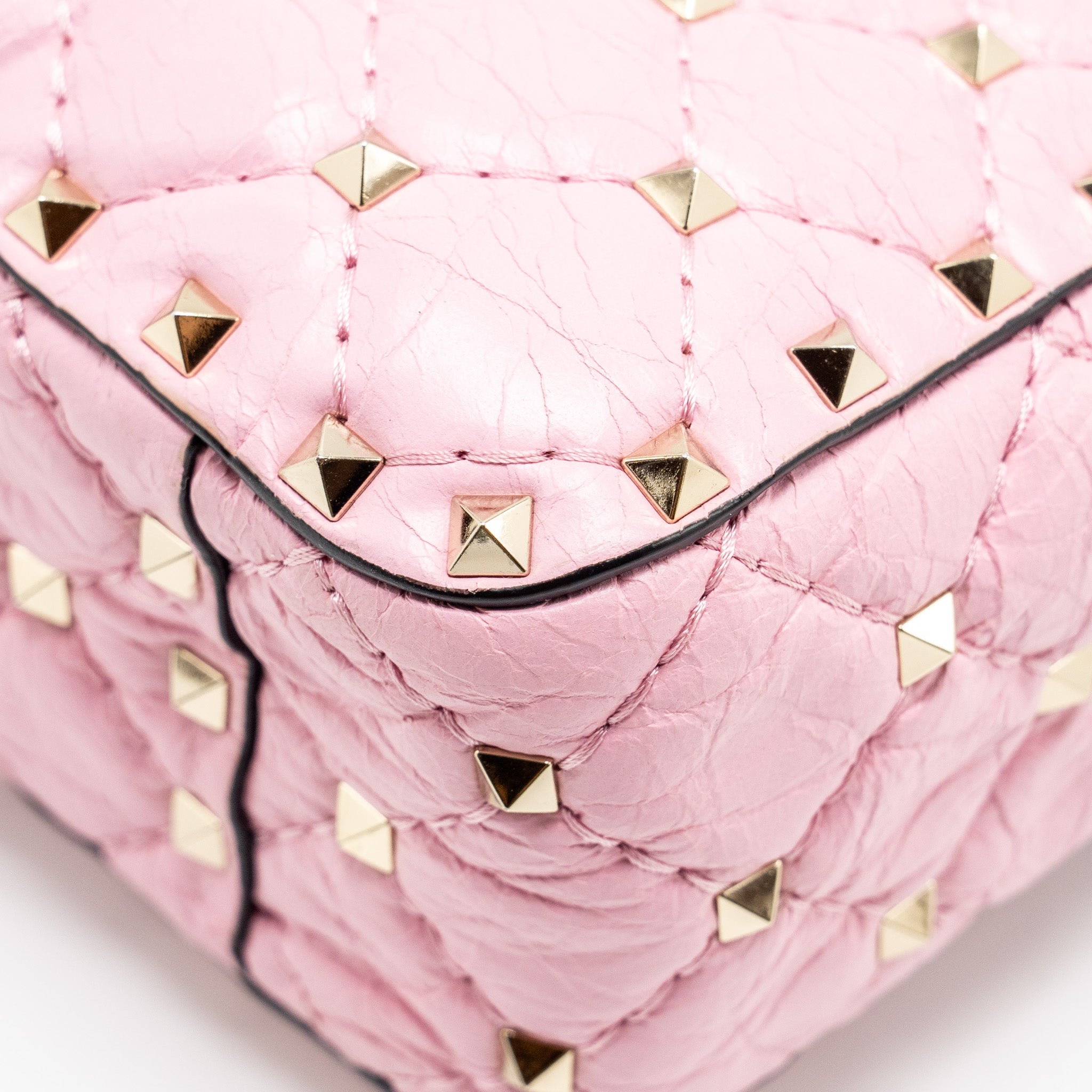 VALENTINO MEDIUM ROCKSTUD SPIKE BAG LEATHER PINK GHW
