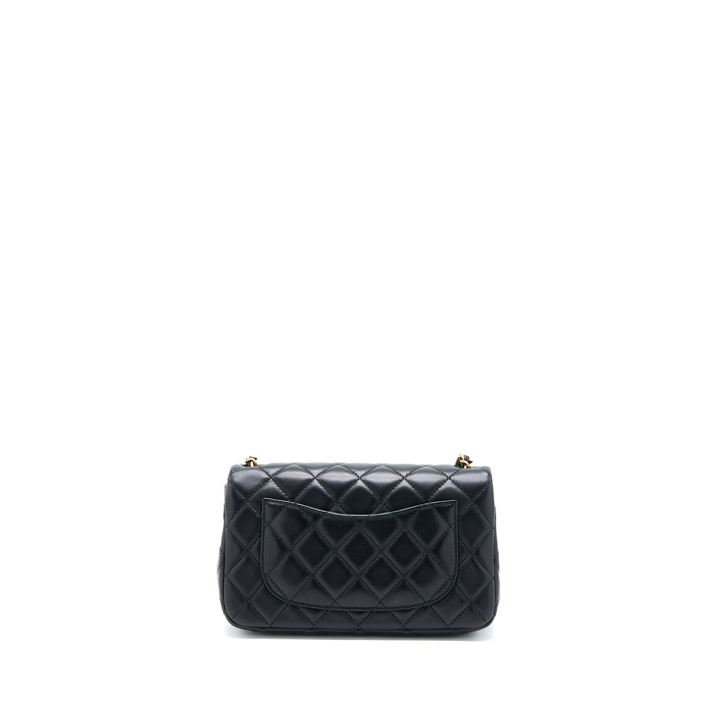 CHANEL PEARL CRUSH MINI RECTANGULAR FLAP BAG LAMBSKIN BLACK GHW